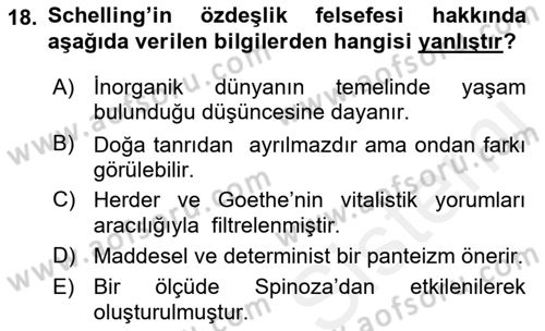 Modern Felsefe 2 Dersi 2018 - 2019 Yılı (Vize) Ara Sınav Soruları 18. Soru