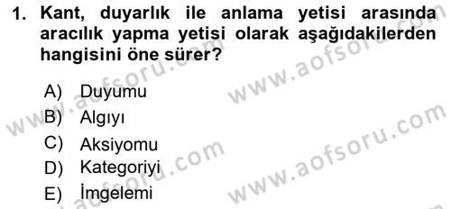 Modern Felsefe 2 Dersi 2018 - 2019 Yılı (Final) Dönem Sonu Sınav Soruları 1. Soru