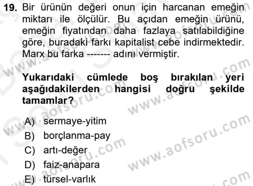 Modern Felsefe 2 Dersi 2018 - 2019 Yılı (Final) Dönem Sonu Sınav Soruları 19. Soru