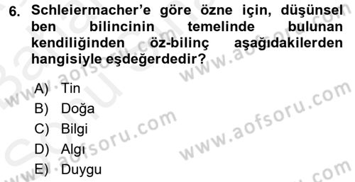Modern Felsefe 2 Dersi 2018 - 2019 Yılı (Final) Dönem Sonu Sınav Soruları 6. Soru