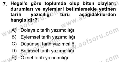 Modern Felsefe 2 Dersi 2018 - 2019 Yılı (Final) Dönem Sonu Sınav Soruları 7. Soru