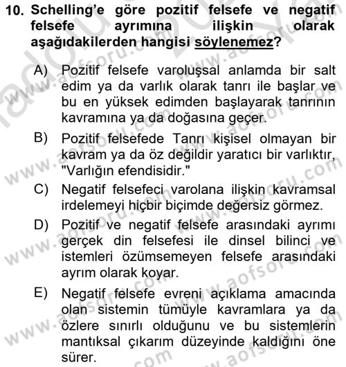 Modern Felsefe 2 Dersi 2020 - 2021 Yılı Yaz Okulu Sınav Soruları 10. Soru