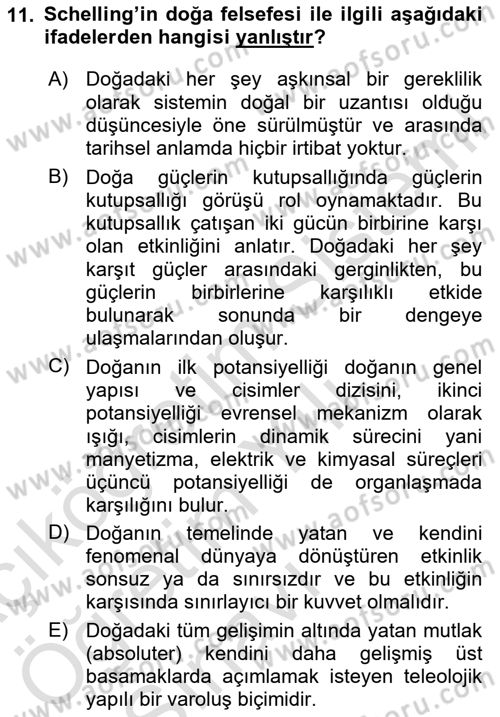 Modern Felsefe 2 Dersi 2020 - 2021 Yılı Yaz Okulu Sınav Soruları 11. Soru