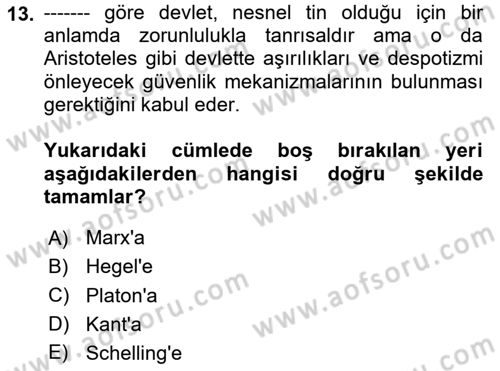 Modern Felsefe 2 Dersi 2020 - 2021 Yılı Yaz Okulu Sınav Soruları 13. Soru