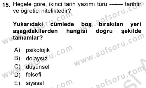 Modern Felsefe 2 Dersi 2020 - 2021 Yılı Yaz Okulu Sınav Soruları 15. Soru
