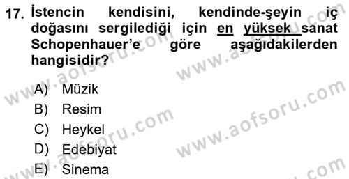 Modern Felsefe 2 Dersi 2020 - 2021 Yılı Yaz Okulu Sınav Soruları 17. Soru