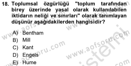 Modern Felsefe 2 Dersi 2020 - 2021 Yılı Yaz Okulu Sınav Soruları 18. Soru