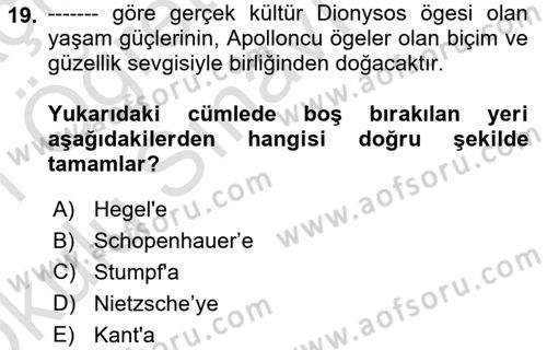 Modern Felsefe 2 Dersi 2020 - 2021 Yılı Yaz Okulu Sınav Soruları 19. Soru