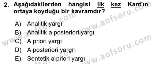 Modern Felsefe 2 Dersi 2020 - 2021 Yılı Yaz Okulu Sınav Soruları 2. Soru