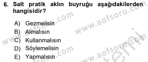 Modern Felsefe 2 Dersi 2020 - 2021 Yılı Yaz Okulu Sınav Soruları 6. Soru