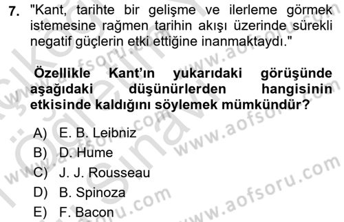 Modern Felsefe 2 Dersi 2020 - 2021 Yılı Yaz Okulu Sınav Soruları 7. Soru