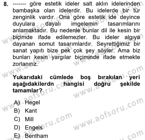 Modern Felsefe 2 Dersi 2020 - 2021 Yılı Yaz Okulu Sınav Soruları 8. Soru