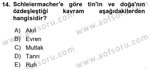 Modern Felsefe 2 Dersi 2021 - 2022 Yılı (Vize) Ara Sınav Soruları 14. Soru