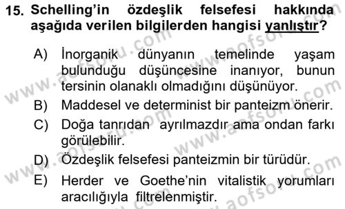 Modern Felsefe 2 Dersi 2021 - 2022 Yılı (Vize) Ara Sınav Soruları 15. Soru