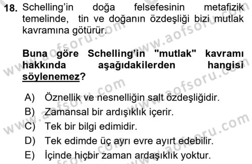 Modern Felsefe 2 Dersi 2021 - 2022 Yılı (Vize) Ara Sınav Soruları 18. Soru