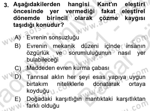 Modern Felsefe 2 Dersi 2021 - 2022 Yılı (Vize) Ara Sınav Soruları 3. Soru