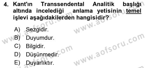 Modern Felsefe 2 Dersi 2021 - 2022 Yılı (Vize) Ara Sınav Soruları 4. Soru