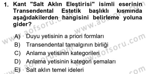 Modern Felsefe 2 Dersi 2021 - 2022 Yılı (Final) Dönem Sonu Sınav Soruları 1. Soru