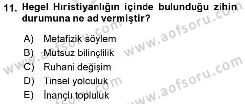 Modern Felsefe 2 Dersi 2021 - 2022 Yılı (Final) Dönem Sonu Sınav Soruları 11. Soru