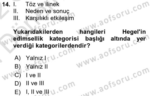 Modern Felsefe 2 Dersi 2021 - 2022 Yılı (Final) Dönem Sonu Sınav Soruları 14. Soru