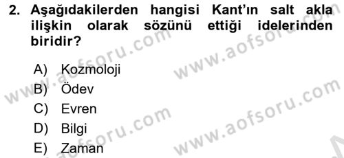 Modern Felsefe 2 Dersi 2021 - 2022 Yılı (Final) Dönem Sonu Sınav Soruları 2. Soru