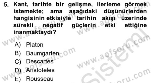 Modern Felsefe 2 Dersi 2021 - 2022 Yılı (Final) Dönem Sonu Sınav Soruları 5. Soru