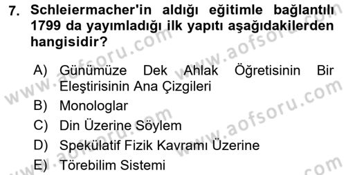 Modern Felsefe 2 Dersi 2021 - 2022 Yılı (Final) Dönem Sonu Sınav Soruları 7. Soru
