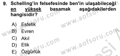 Modern Felsefe 2 Dersi 2021 - 2022 Yılı (Final) Dönem Sonu Sınav Soruları 9. Soru
