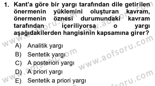 Modern Felsefe 2 Dersi 2021 - 2022 Yılı Yaz Okulu Sınav Soruları 1. Soru