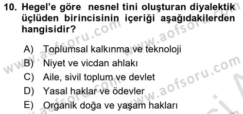Modern Felsefe 2 Dersi 2021 - 2022 Yılı Yaz Okulu Sınav Soruları 10. Soru