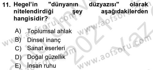 Modern Felsefe 2 Dersi 2021 - 2022 Yılı Yaz Okulu Sınav Soruları 11. Soru
