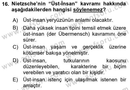 Modern Felsefe 2 Dersi 2021 - 2022 Yılı Yaz Okulu Sınav Soruları 16. Soru