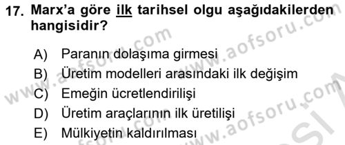 Modern Felsefe 2 Dersi 2021 - 2022 Yılı Yaz Okulu Sınav Soruları 17. Soru