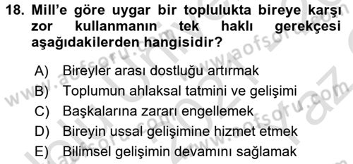 Modern Felsefe 2 Dersi 2021 - 2022 Yılı Yaz Okulu Sınav Soruları 18. Soru