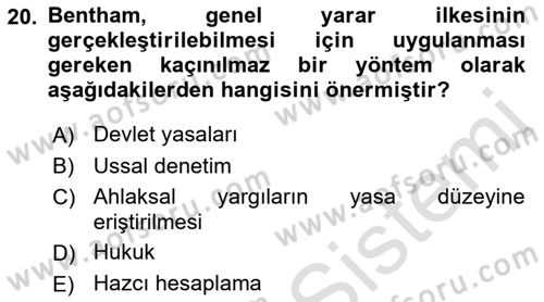 Modern Felsefe 2 Dersi 2021 - 2022 Yılı Yaz Okulu Sınav Soruları 20. Soru