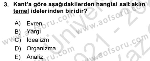 Modern Felsefe 2 Dersi 2021 - 2022 Yılı Yaz Okulu Sınav Soruları 3. Soru