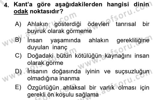 Modern Felsefe 2 Dersi 2021 - 2022 Yılı Yaz Okulu Sınav Soruları 4. Soru