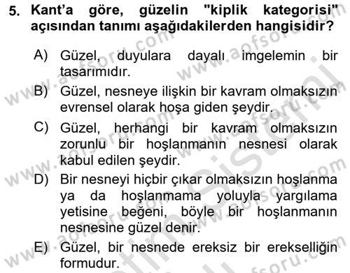 Modern Felsefe 2 Dersi 2021 - 2022 Yılı Yaz Okulu Sınav Soruları 5. Soru