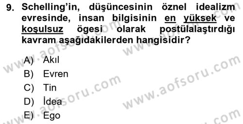 Modern Felsefe 2 Dersi 2021 - 2022 Yılı Yaz Okulu Sınav Soruları 9. Soru