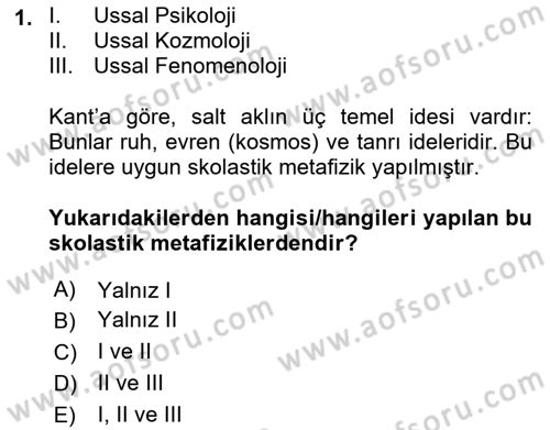 Modern Felsefe 2 Dersi 2022 - 2023 Yılı Yaz Okulu Sınav Soruları 1. Soru