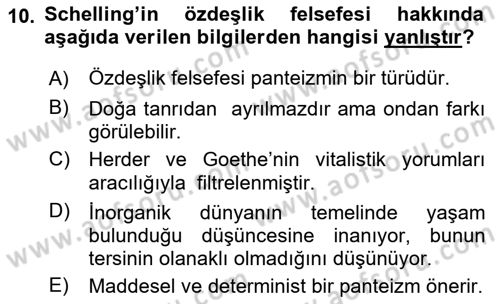 Modern Felsefe 2 Dersi 2022 - 2023 Yılı Yaz Okulu Sınav Soruları 10. Soru