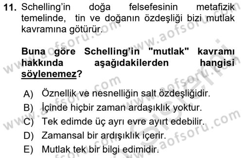 Modern Felsefe 2 Dersi 2022 - 2023 Yılı Yaz Okulu Sınav Soruları 11. Soru