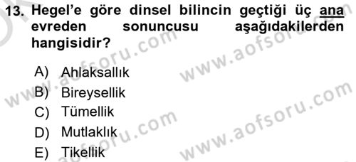 Modern Felsefe 2 Dersi 2022 - 2023 Yılı Yaz Okulu Sınav Soruları 13. Soru