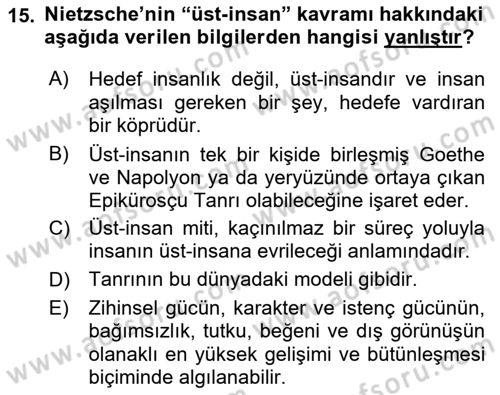 Modern Felsefe 2 Dersi 2022 - 2023 Yılı Yaz Okulu Sınav Soruları 15. Soru
