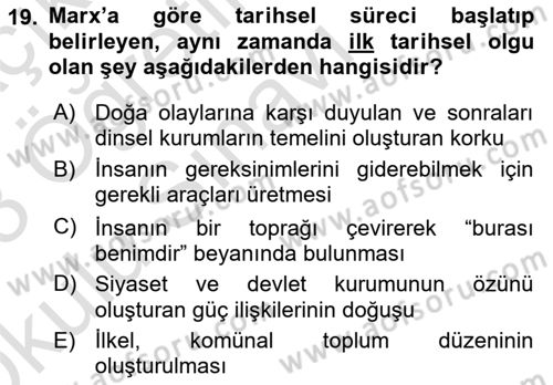 Modern Felsefe 2 Dersi 2022 - 2023 Yılı Yaz Okulu Sınav Soruları 19. Soru
