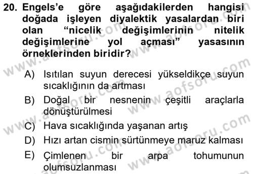 Modern Felsefe 2 Dersi 2022 - 2023 Yılı Yaz Okulu Sınav Soruları 20. Soru