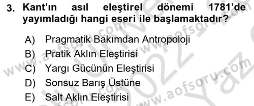 Modern Felsefe 2 Dersi 2022 - 2023 Yılı Yaz Okulu Sınav Soruları 3. Soru