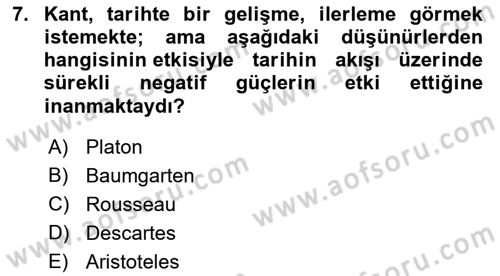 Modern Felsefe 2 Dersi 2022 - 2023 Yılı Yaz Okulu Sınav Soruları 7. Soru