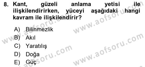 Modern Felsefe 2 Dersi 2022 - 2023 Yılı Yaz Okulu Sınav Soruları 8. Soru