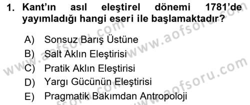 Modern Felsefe 2 Dersi 2023 - 2024 Yılı (Vize) Ara Sınav Soruları 1. Soru